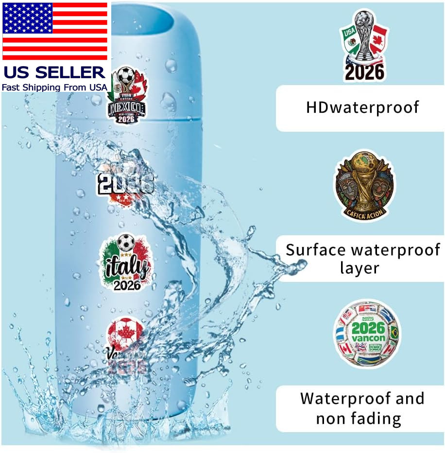World Cup Football Soccer Stickers Soccer Water Bottle Stickers,Soccer Party Spo