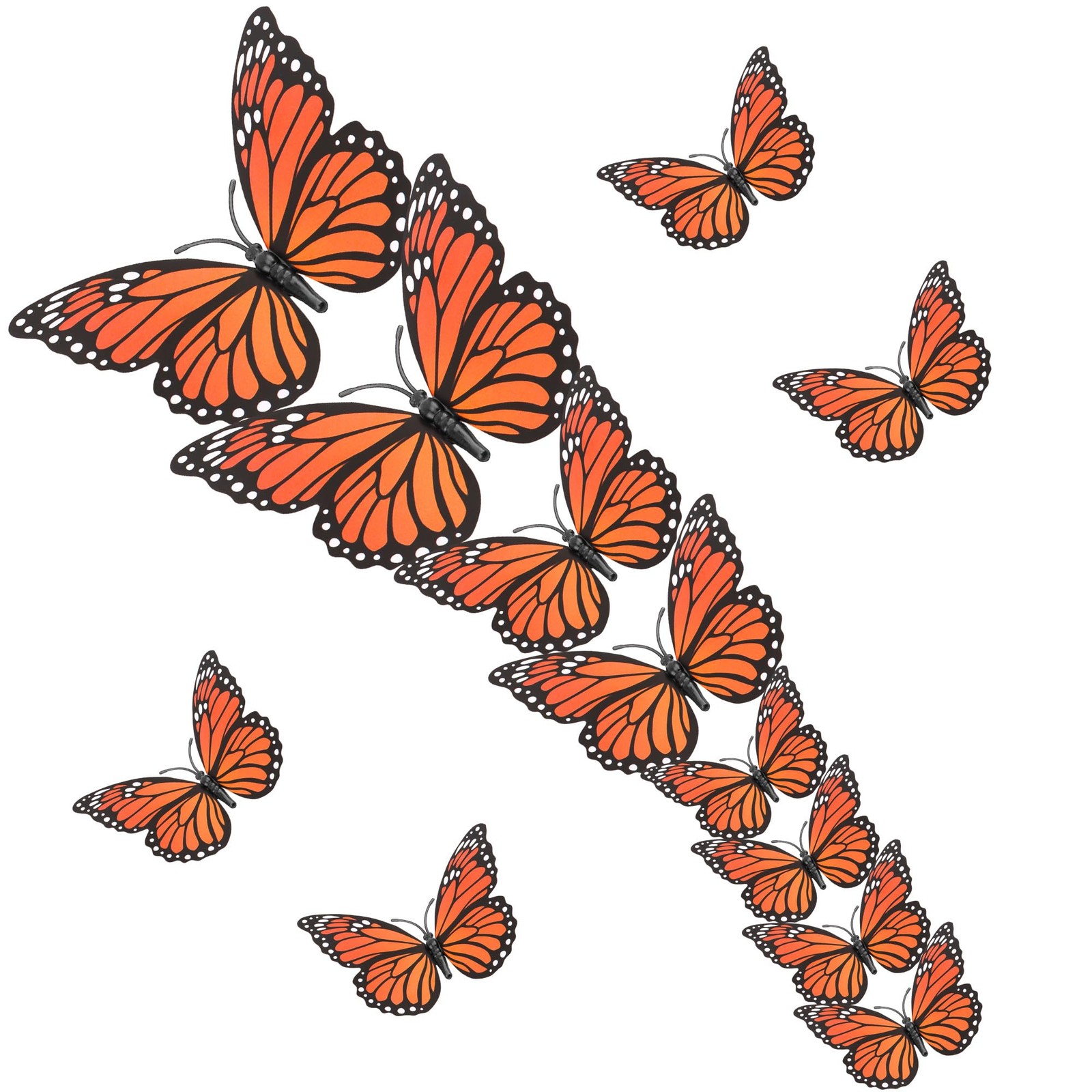 "Monarch Butterfly Decorations, 12 Pcs, Dia de los Muertos, 3 Sizes"