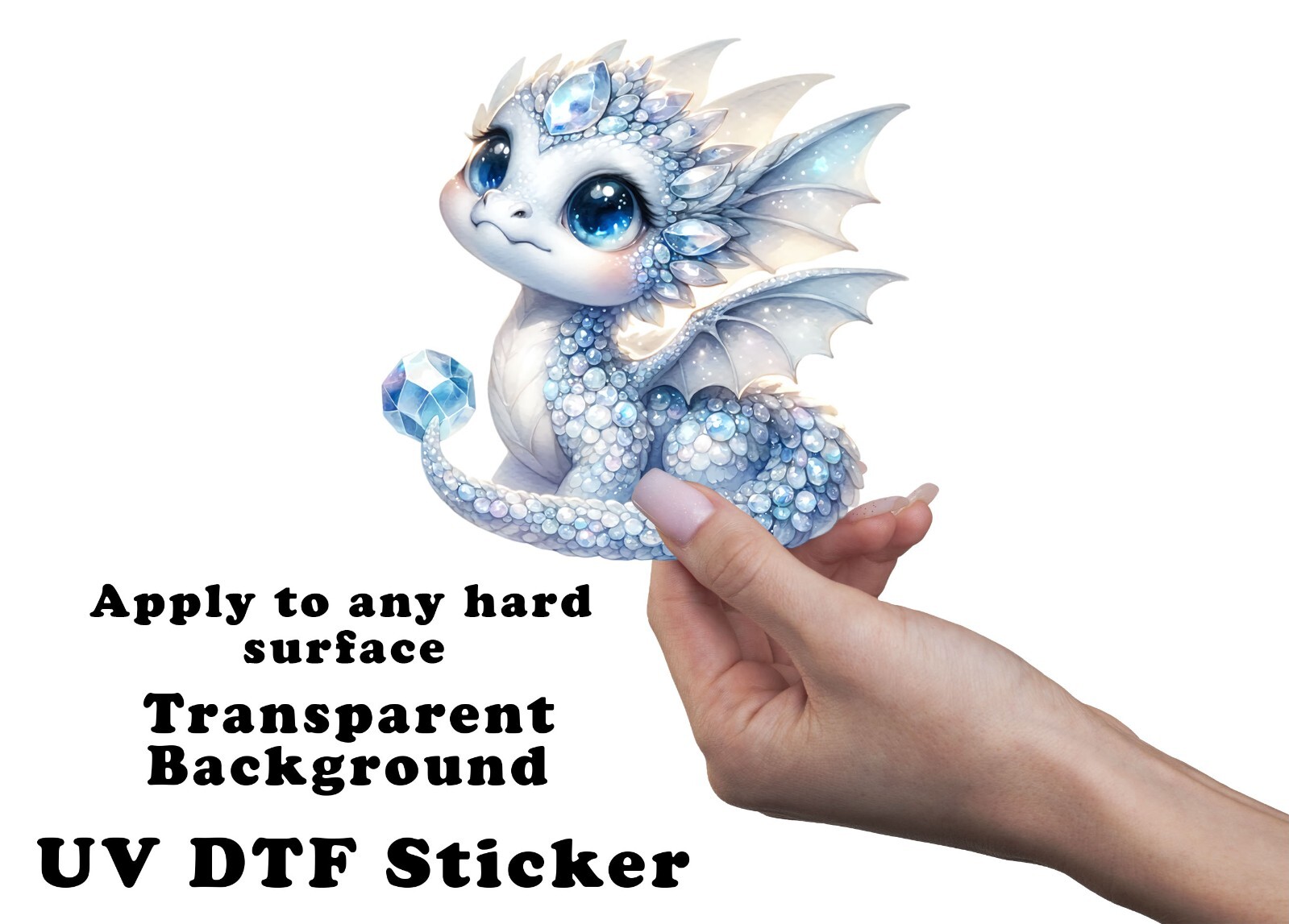 Ice Crystal Dragon UV DTF Transparent Sticker / Decal