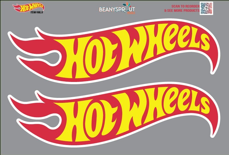 2 Hot wheels logos 8"l x 2.5"h (each decal) decal sticker for laptop, car, etc.