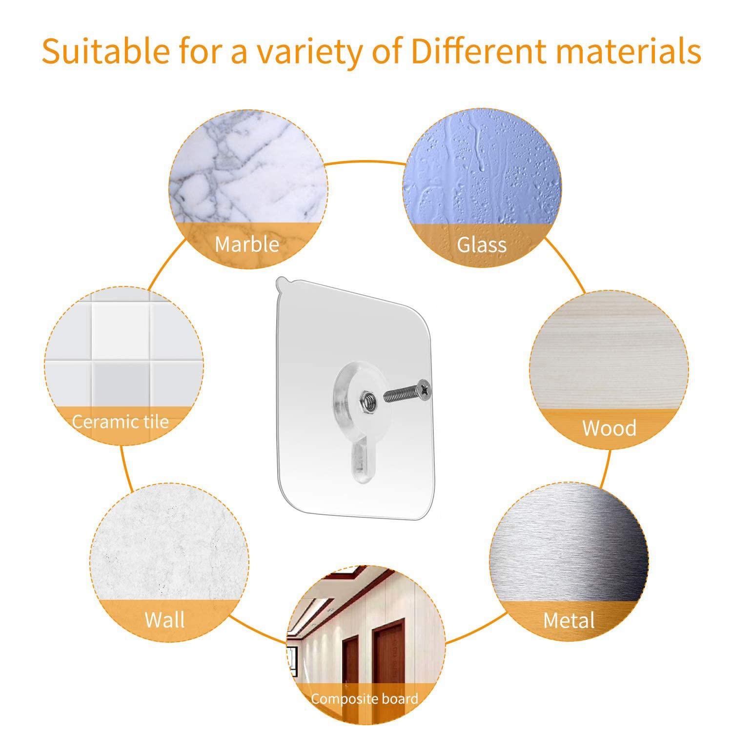 8-Set Adhesive Screws Wall Mount 8Pcs screw hole sticker, Transparency