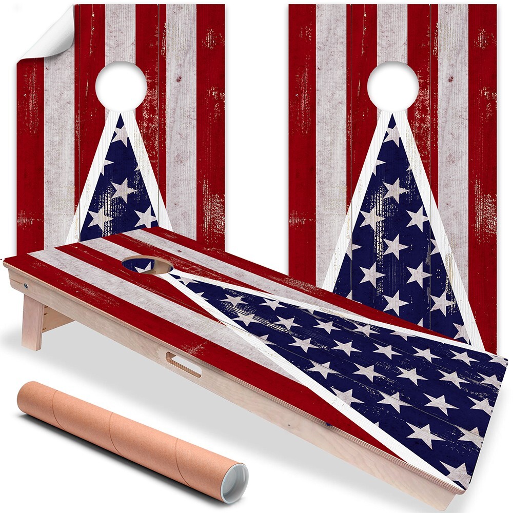 American Flag Triangle Cornhole Board Wraps and Decals Vinyl Sticker