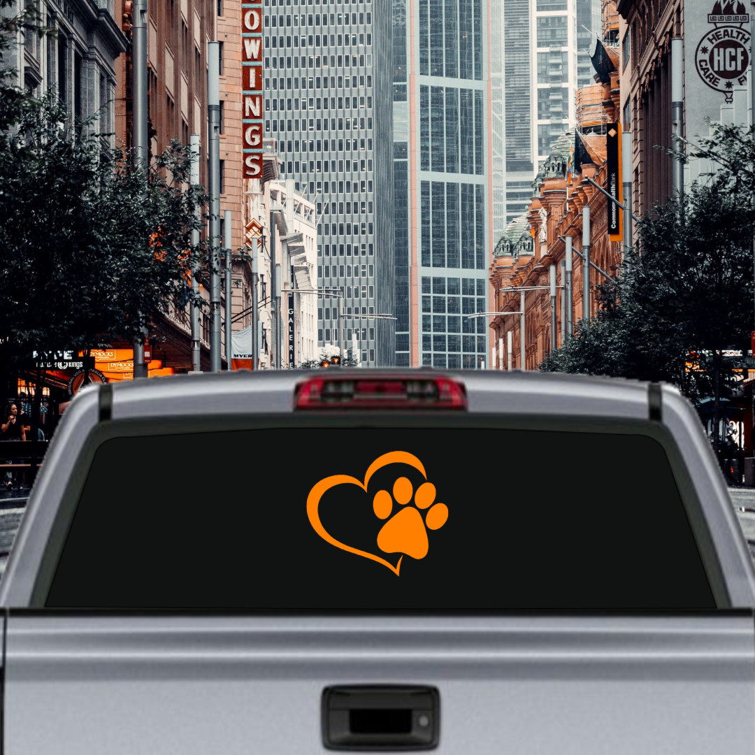 Heart Paw Print Pet Cat Dog Vinyl Decal – Vet Tech, Window, Car, Laptop, Love