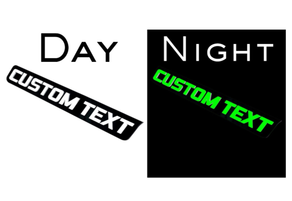 Custom GLOW IN DARK Laser Cut Car Acrylic Emblem Car Badge Customized Text Names