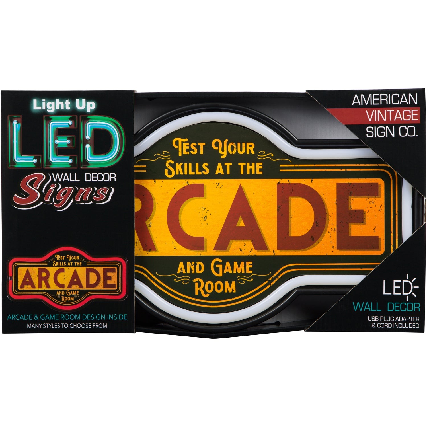 Arcade LED Neon Wall Sign Vintage Retro Design Game Room Man Cave Bar 17"x10"