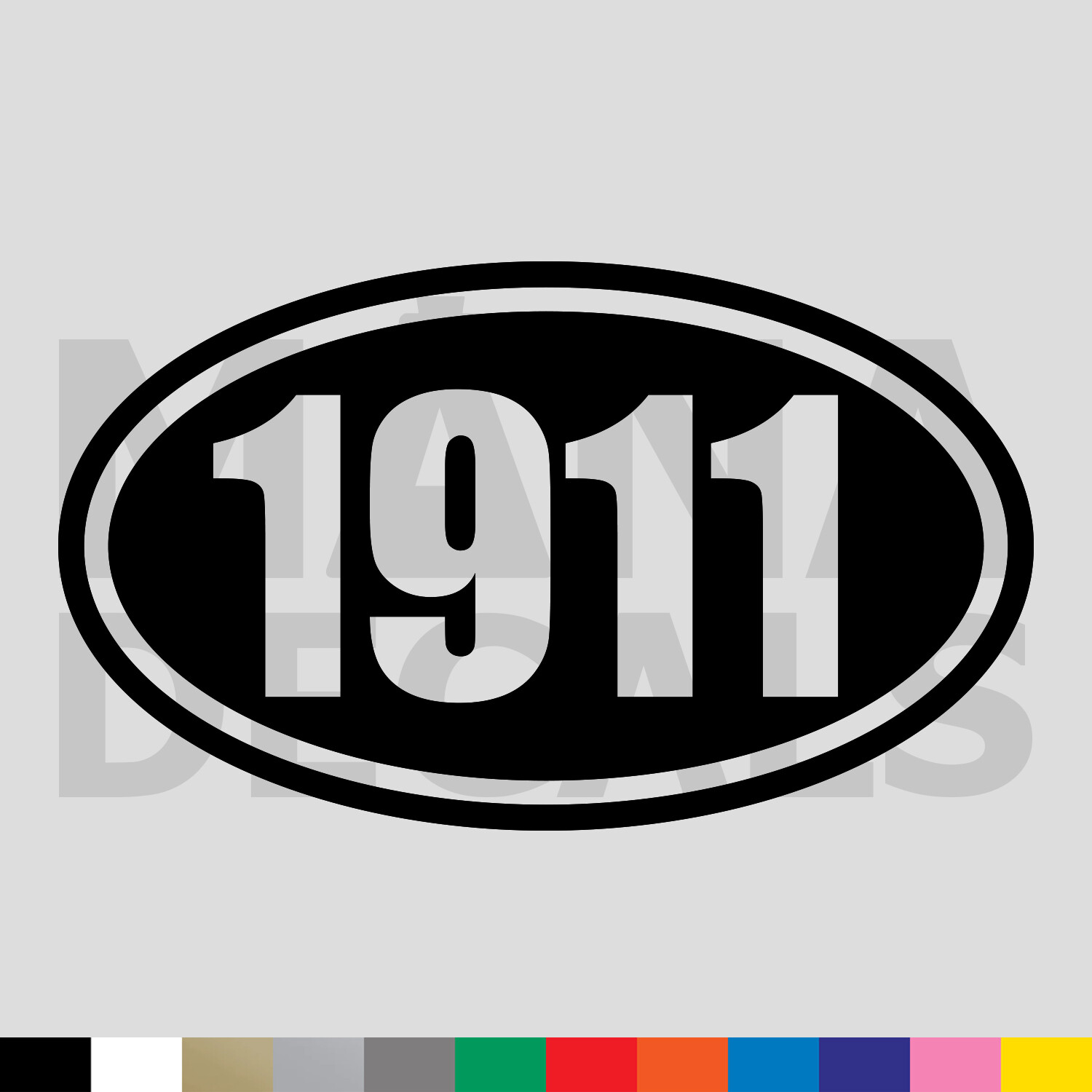 1911 Oval Vinyl Die Cut Decal Sticker – 2A Gun Rights Rifle Pistol