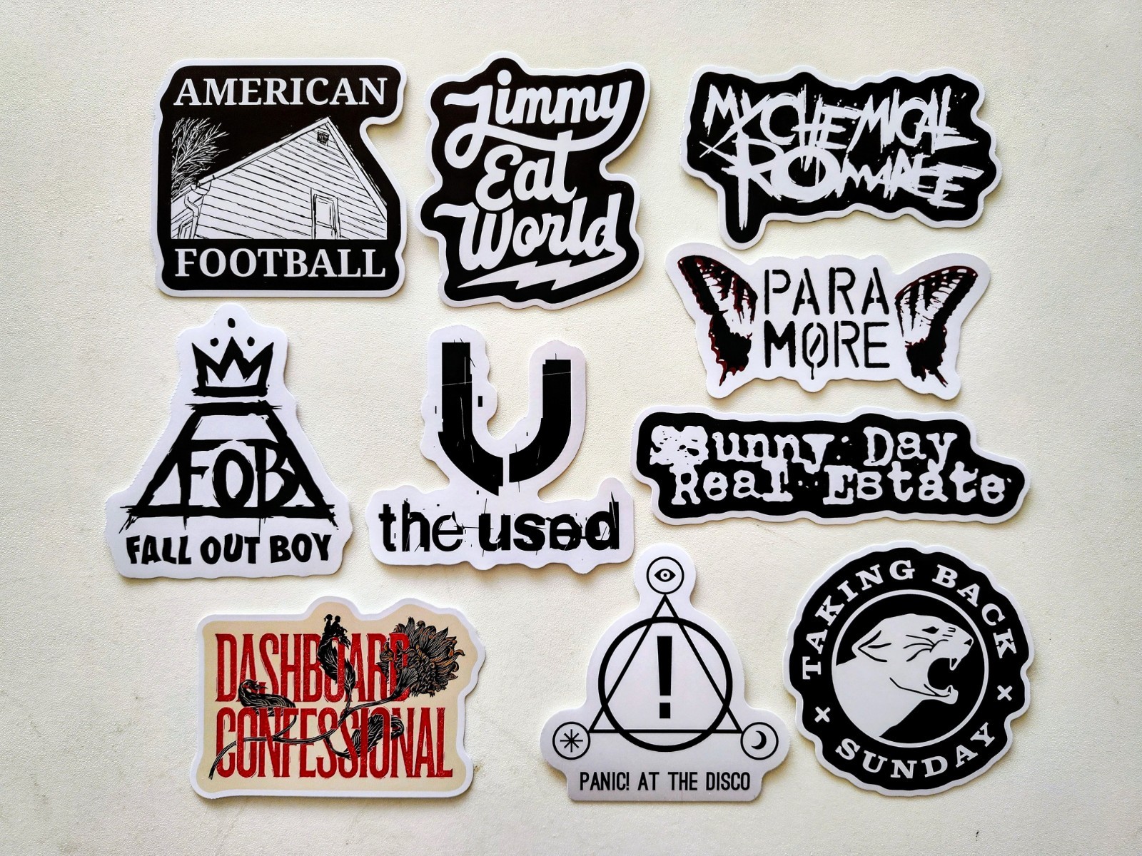 Emo Vinyl Sticker Lot (10 Pack) SET 1 indie screamo music band hardcore punk pop