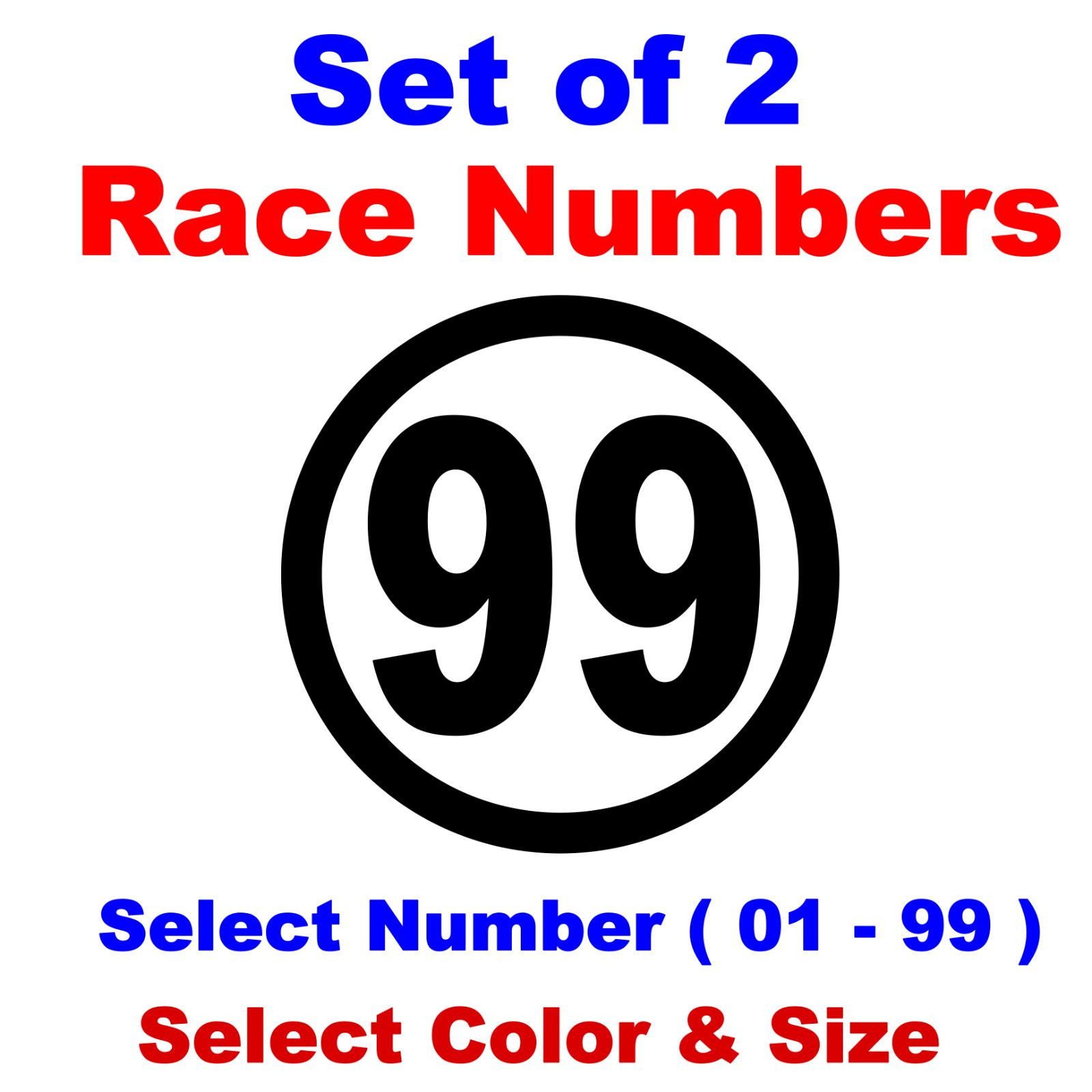 Racing Numbers Round – Car, Motorcycle, Truck Midget Dirt – Select Color & Size
