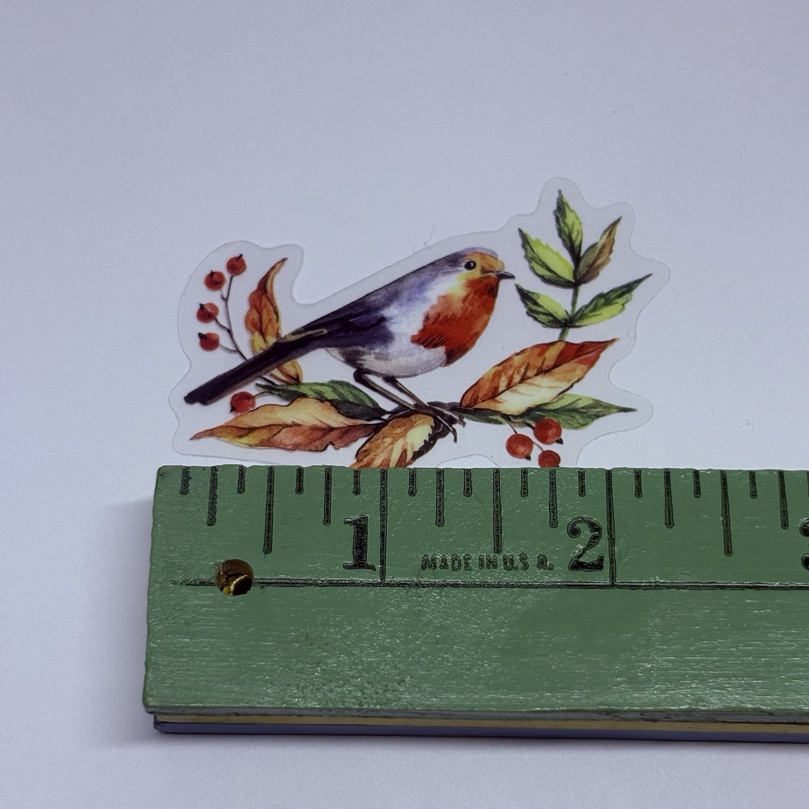 European Robin On Tree Sticker Animal Art Transparent Journal Decal Vinyl Tc6