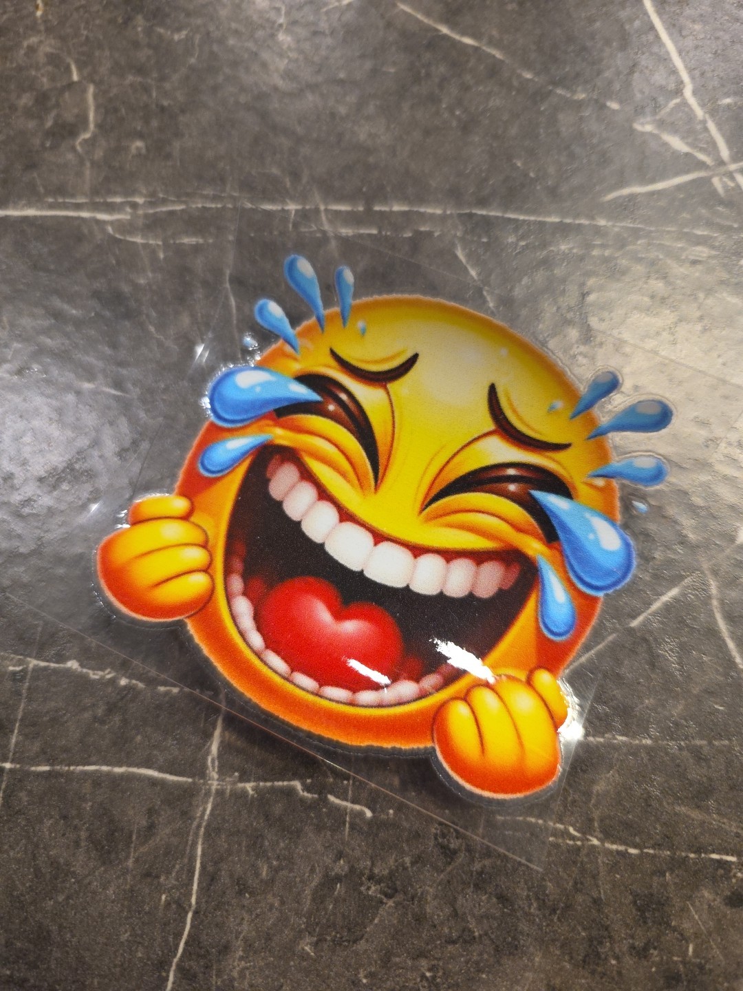 Laughing Cry Smiley Face Emoji Balled Fists UVDTF Decal Sticker Waterproof USA