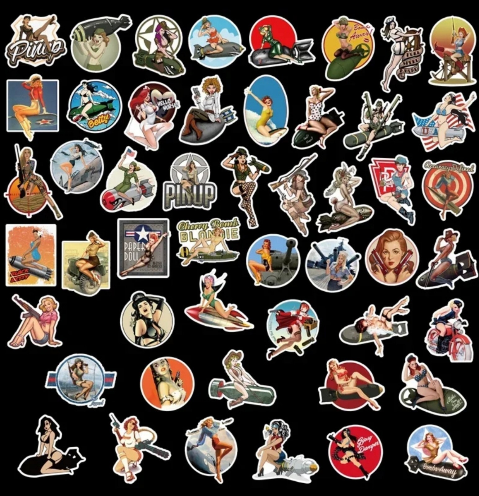 10 PCS Pin-Up Girls Bombshell Retro Stickers BRAND NEW