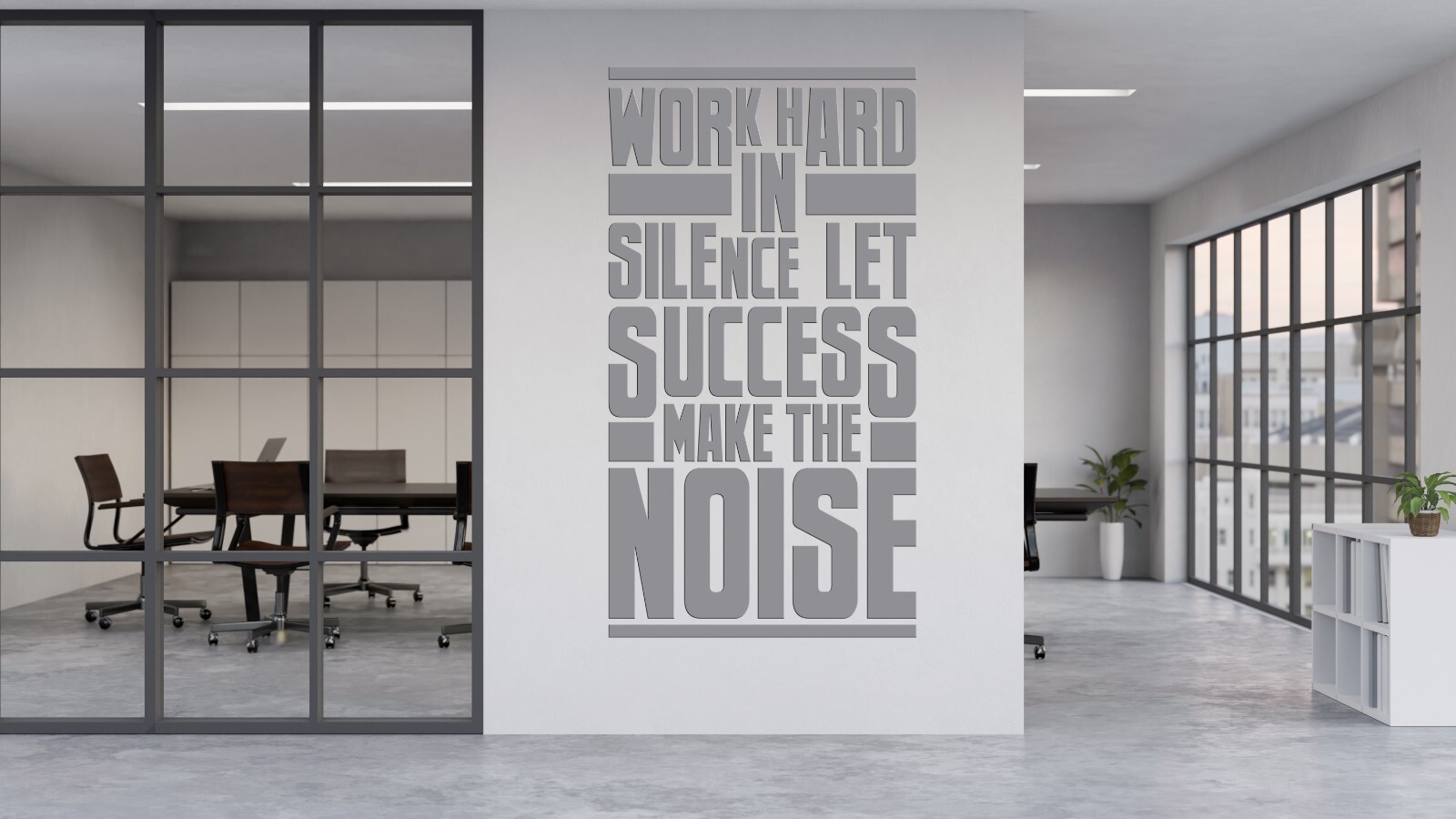 Work Hard in Silence Motivational Office Wall Decal, Office Quote se237