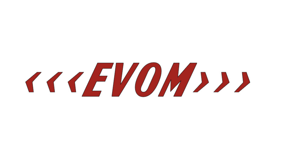 " EVOM " "Move" reflected – Decal ~11 x 5.5 in – Specify Colors – See Desc.