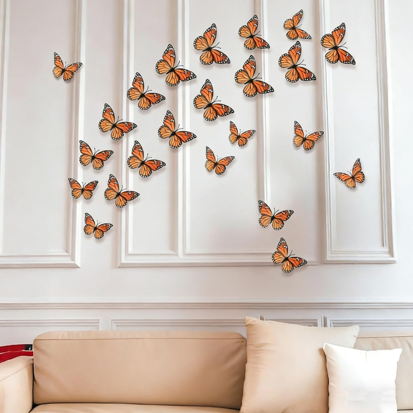 Monarch Butterfly Decorations, 3D Halloween Wall 12 PCS, Orange