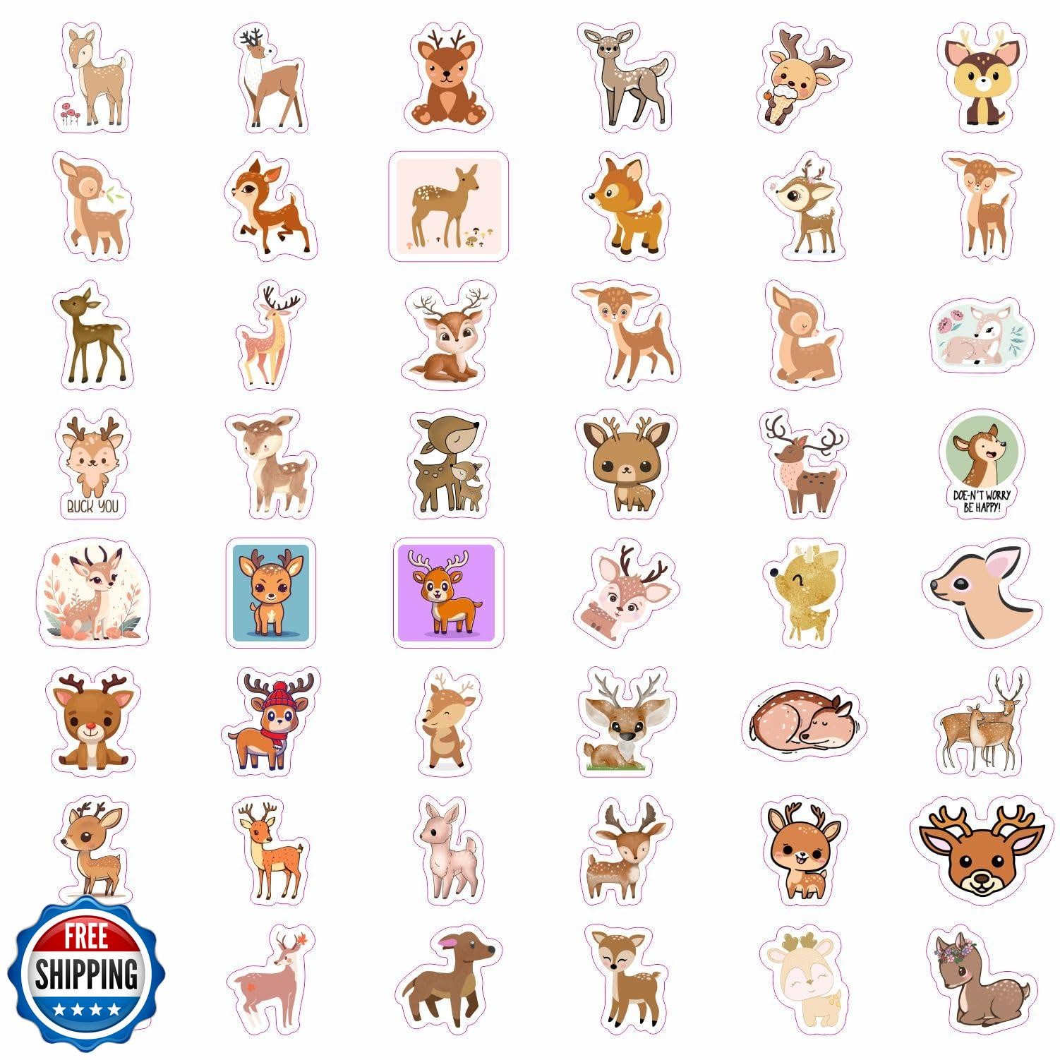 BulbaCraft 100Pcs Deer Stickers and Decals – Woodland, Gold, Whitetail, White