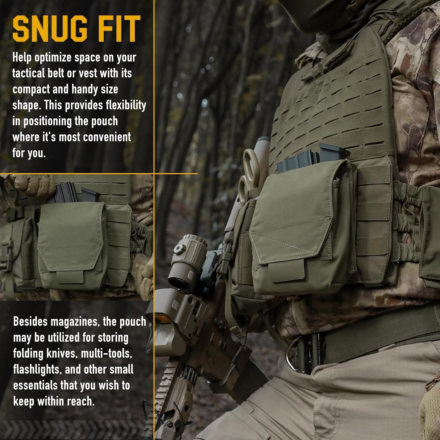 Tactical Molle GP Pouch with 2 Mag Inserts – Utility EDC & Small Tool Bag