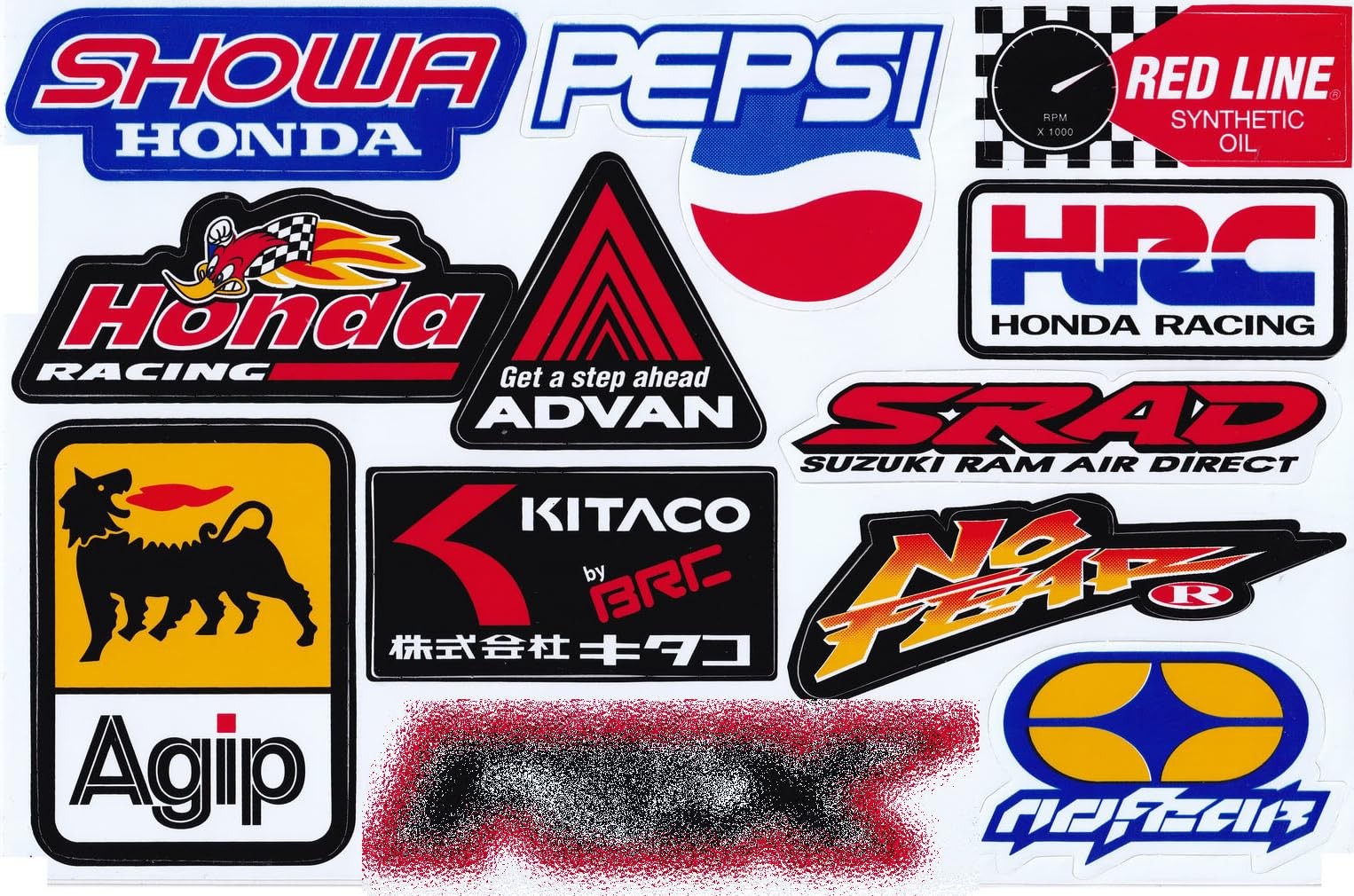 Set 6 Multicolor Racing Stickers Car Metal Plastic Glass Vinyl Waterproof