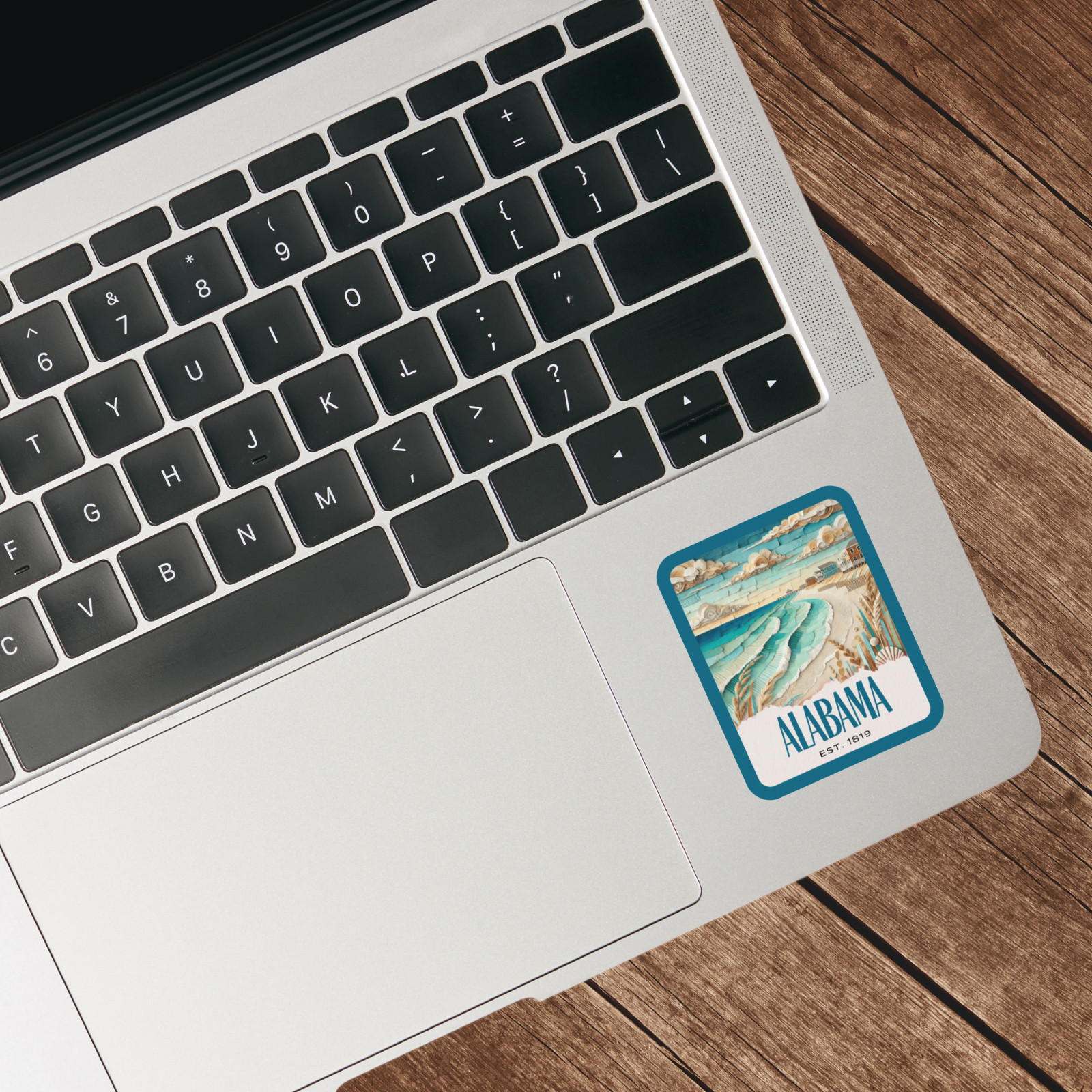 Gulf Shores Alabama Sticker, Paper Collage Look, Beach Scene Vinyl Decal