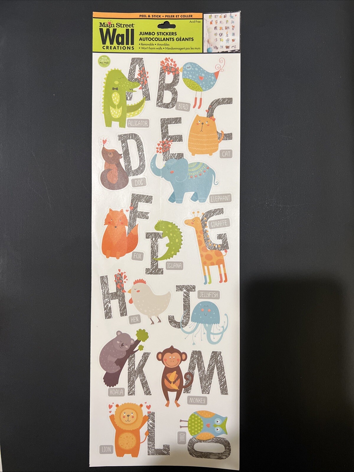 26 PCS! A-B-C's & Names of Farm & Wild Animals Theme Removable Wall Decals NEW!