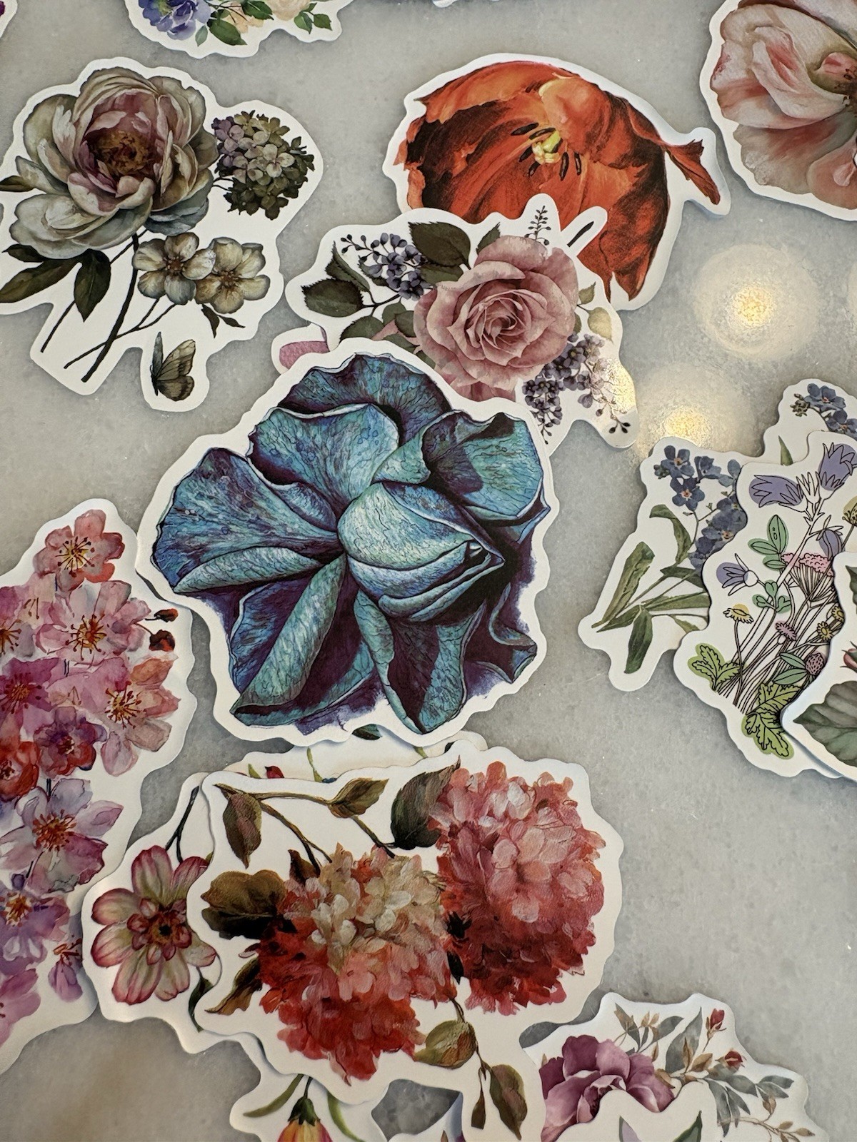 Floral Flower Stickers/Decals Multicolor Assorted Mixed Designs Lot of 70