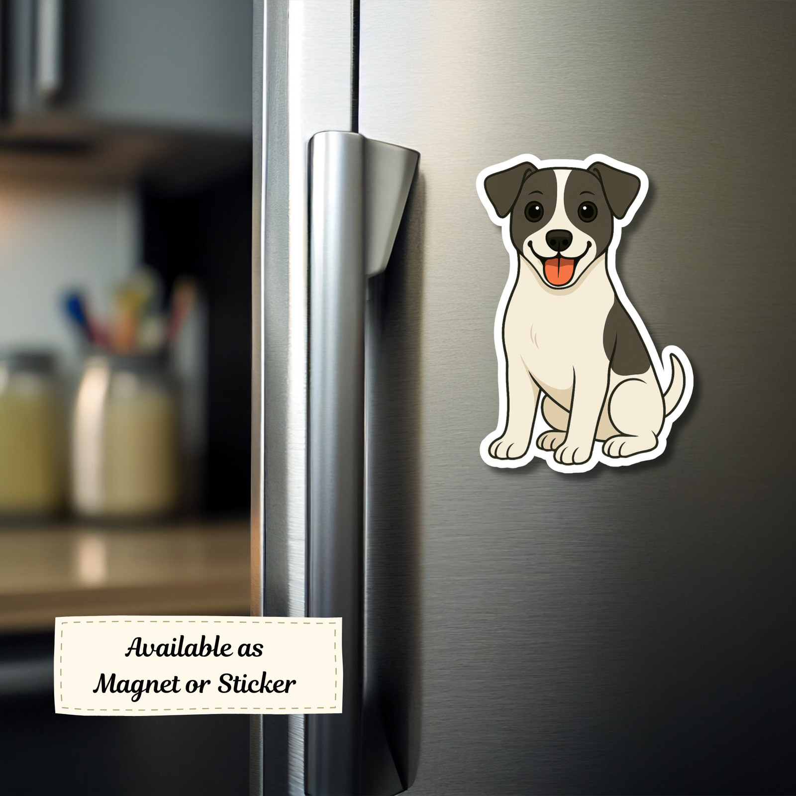 Personalized Jack Russell Terrier Dog Sticker Magnet Bookmark – White and Black