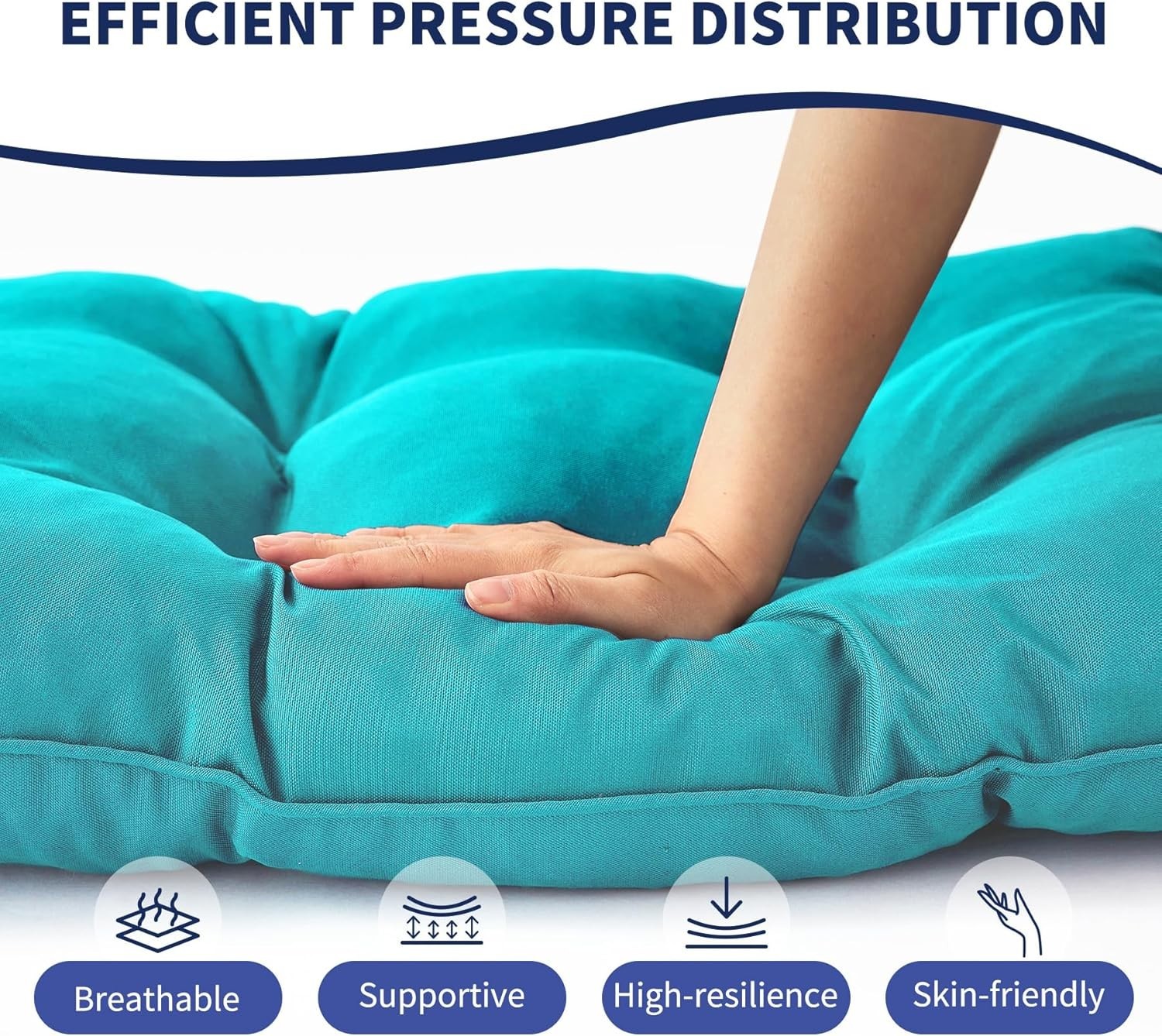 48x18x5" Waterproof Outdoor Bench Cushion – Fade-Resistant Teal Blue