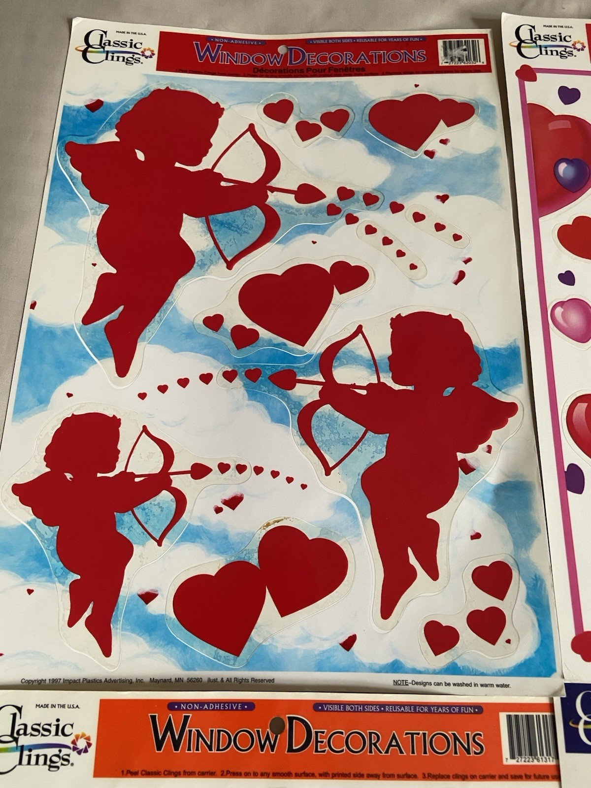 Vtg Lot of 9 Holiday Valentines/Halloween/Thanksgiving/Other Window Gel Clings