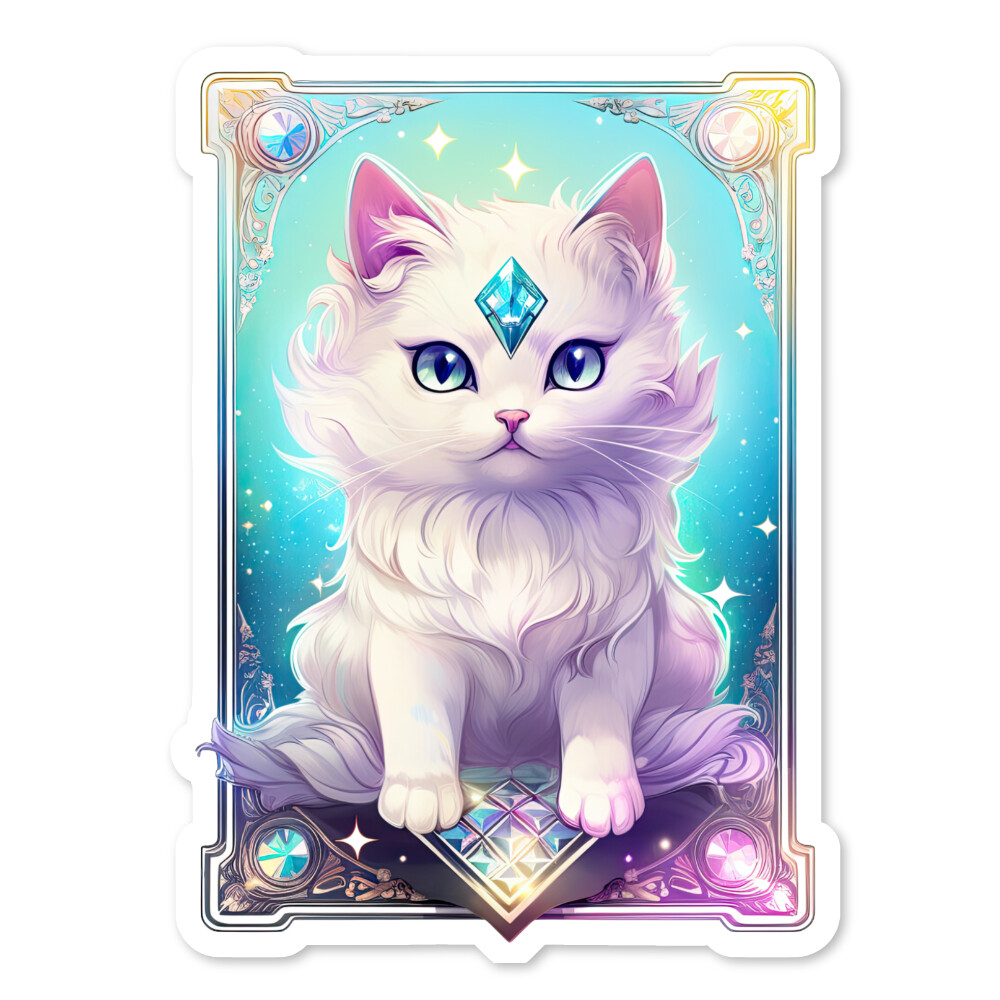 Crystal Cat Vinyl Sticker, Scrapbook, Water Bottle, Laptop, Collectible