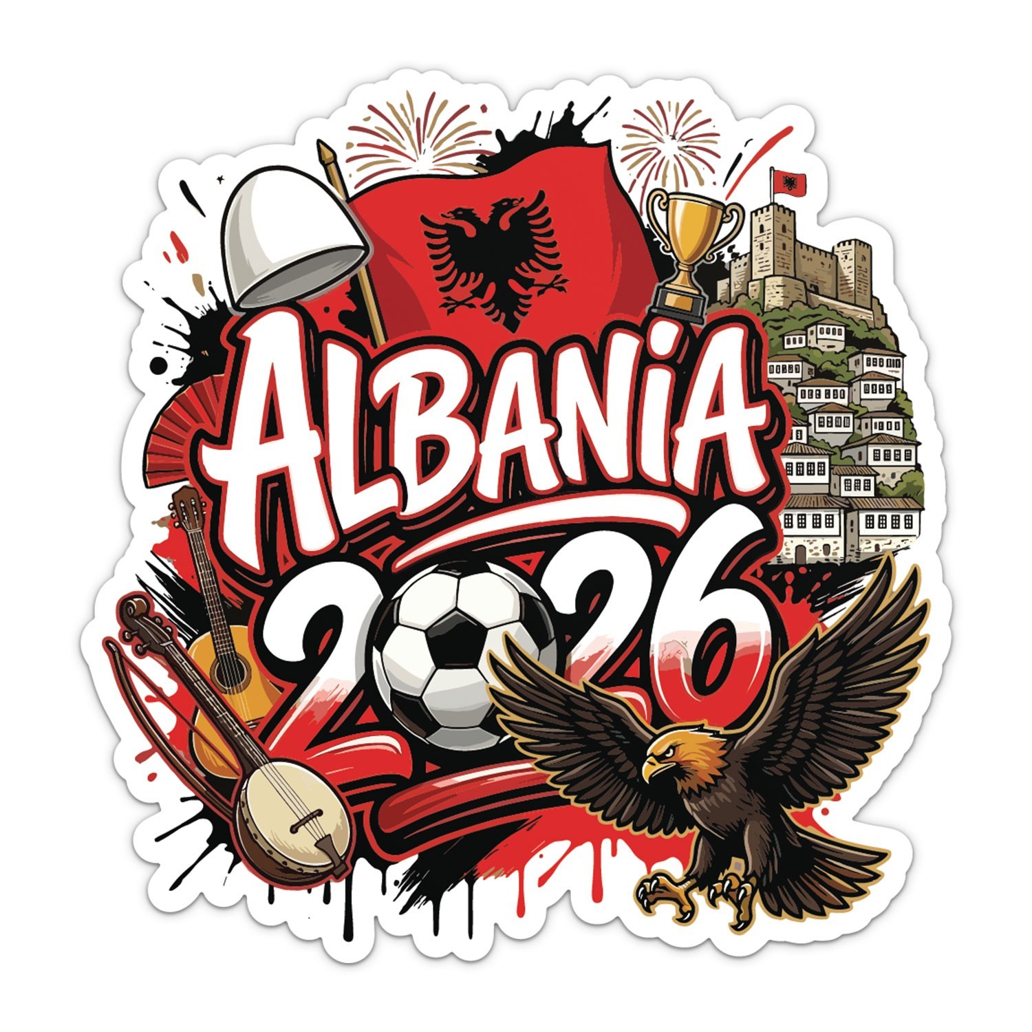 Albania WC 2026 Soccer Badge Flag World Cup Sticker Car Bumper Vinyl Decal
