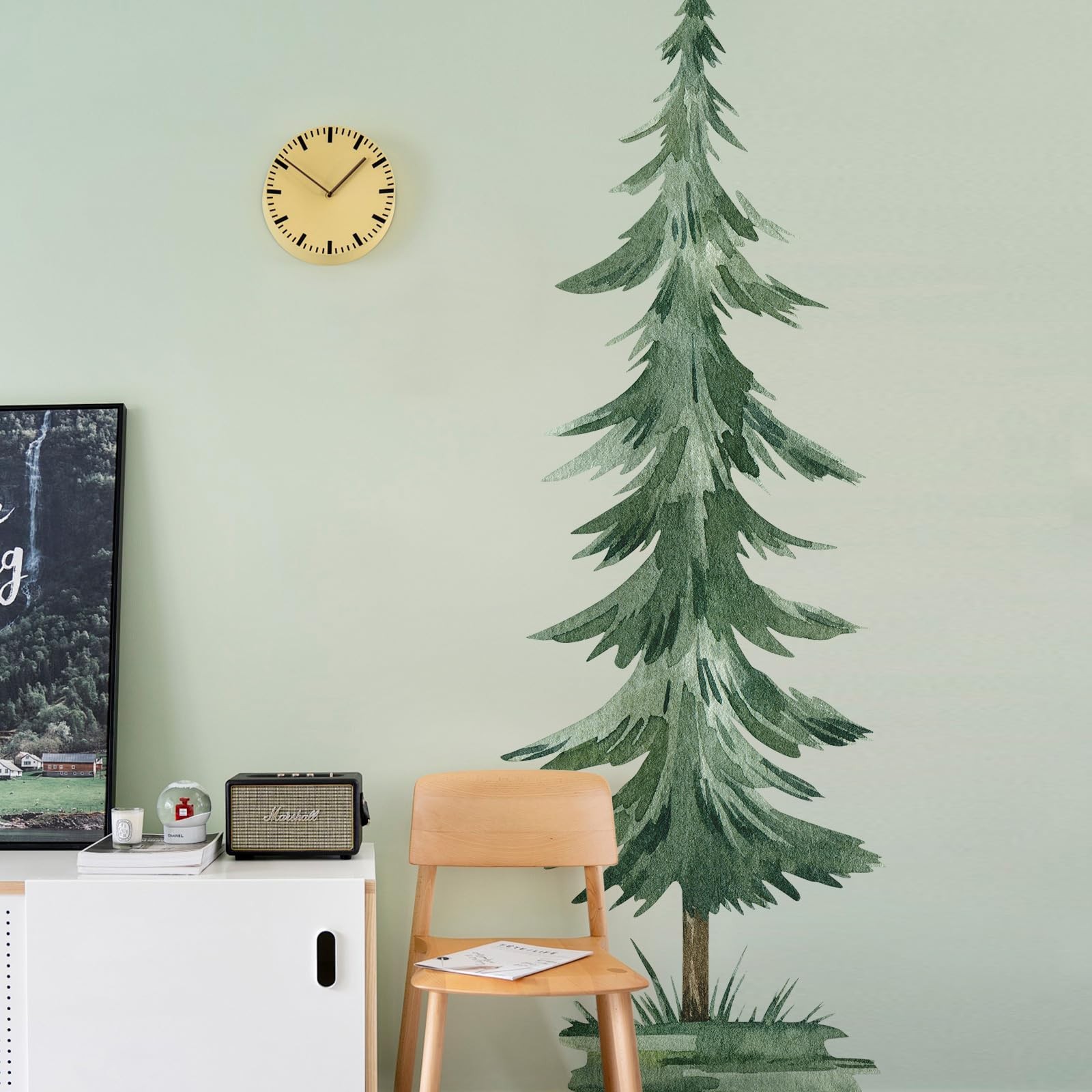 24×70.9 inch Large Pine Tree Wall Decals Removable Peel & Stick Forest Tree W…