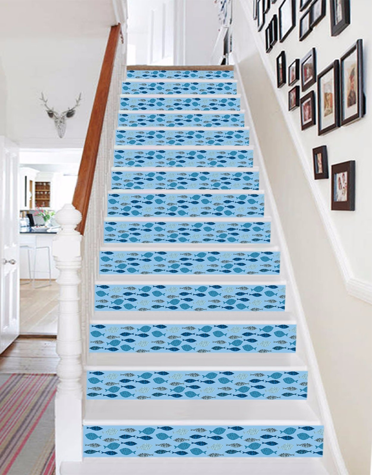 3D Blue fish 536 Risers Decoration Photo Mural Vinyl Decal Wallpaper US Lemon