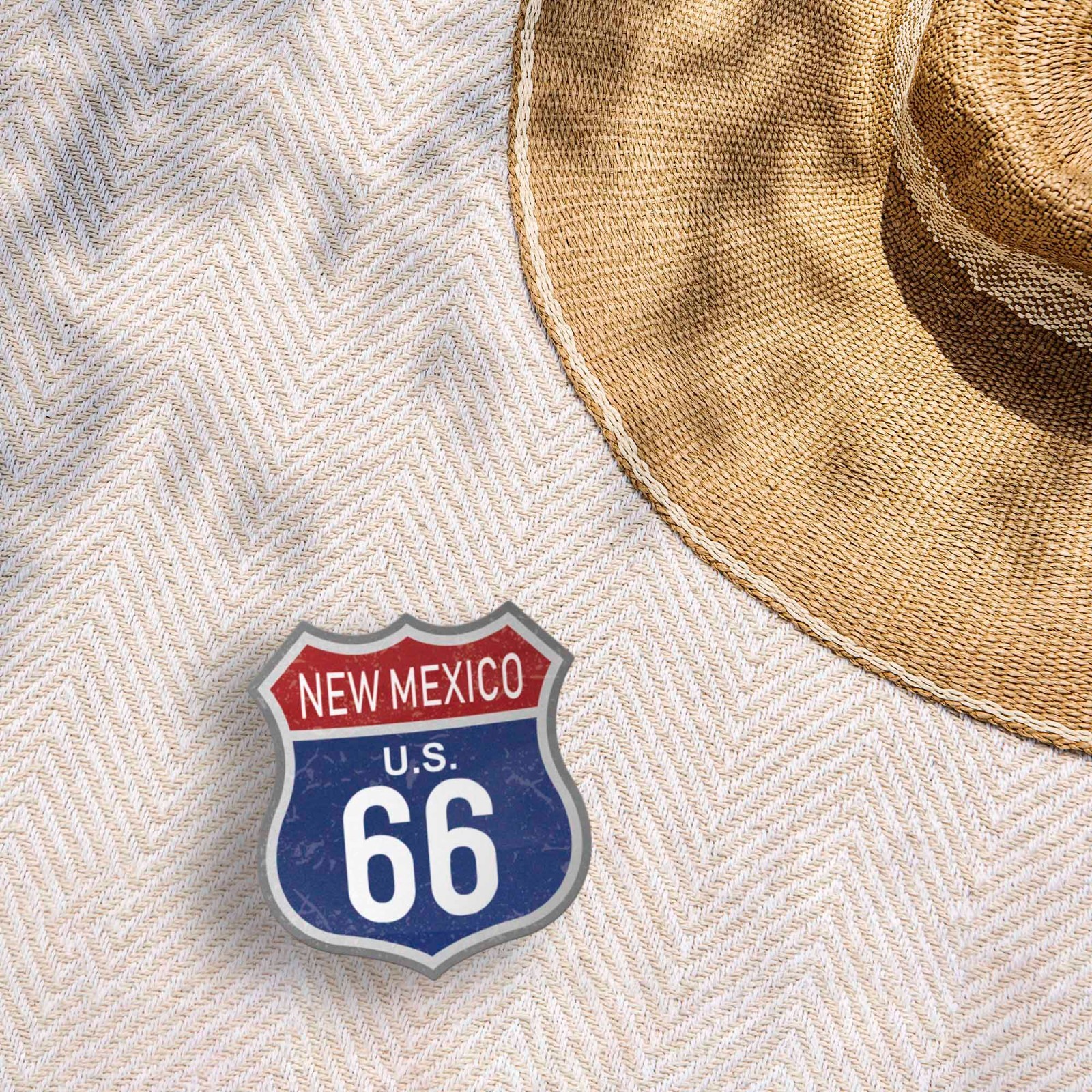 New Mexico Blue Route 66 Sticker – Cool NM Vintage Highway Sign Decal for Laptop