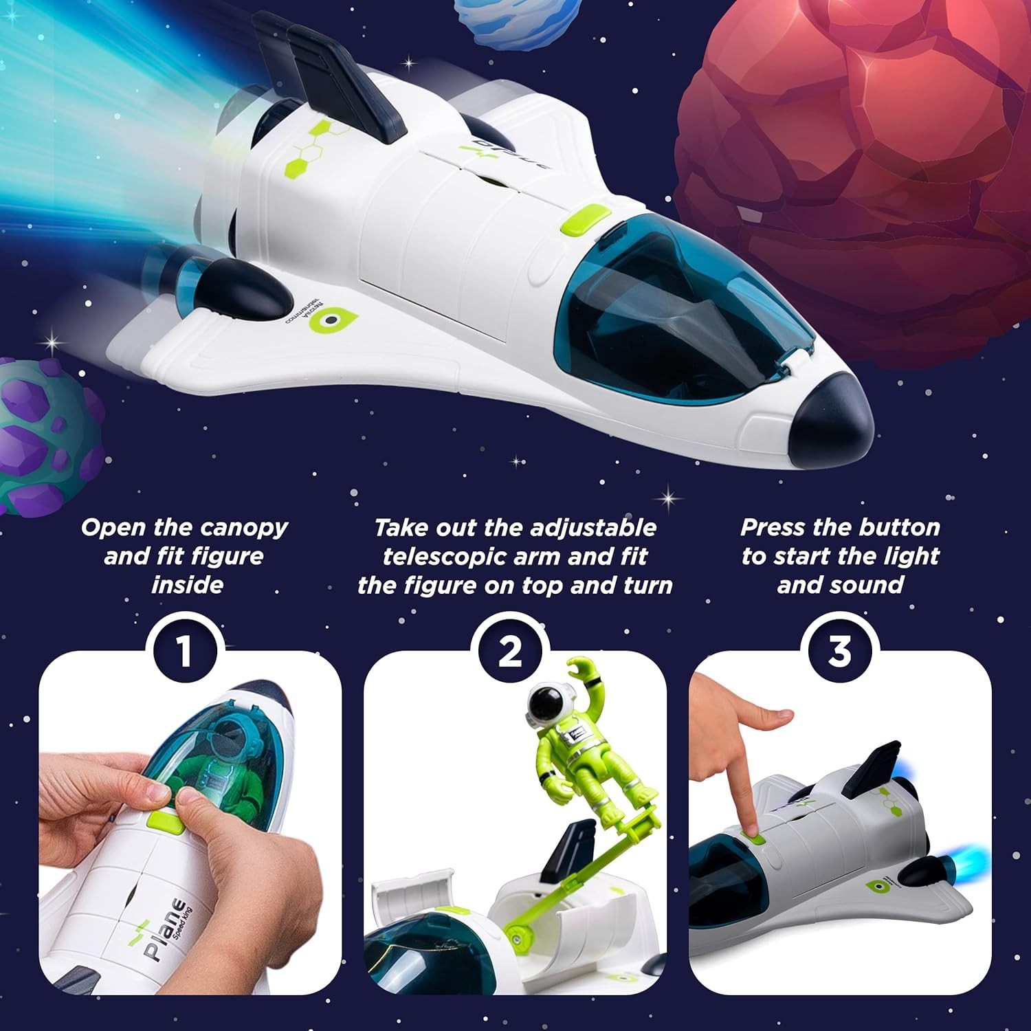 [Upgraded Set] Space Toys for Kids 3 4 5 6 7 8, Space Shuttle with Rocket Ship T