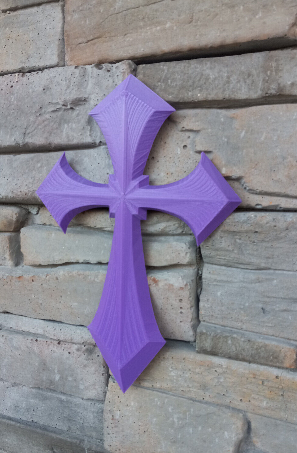 Pretty Wall Art Crucifix Christian Faith Cross Decor Purple 9 inches Tall