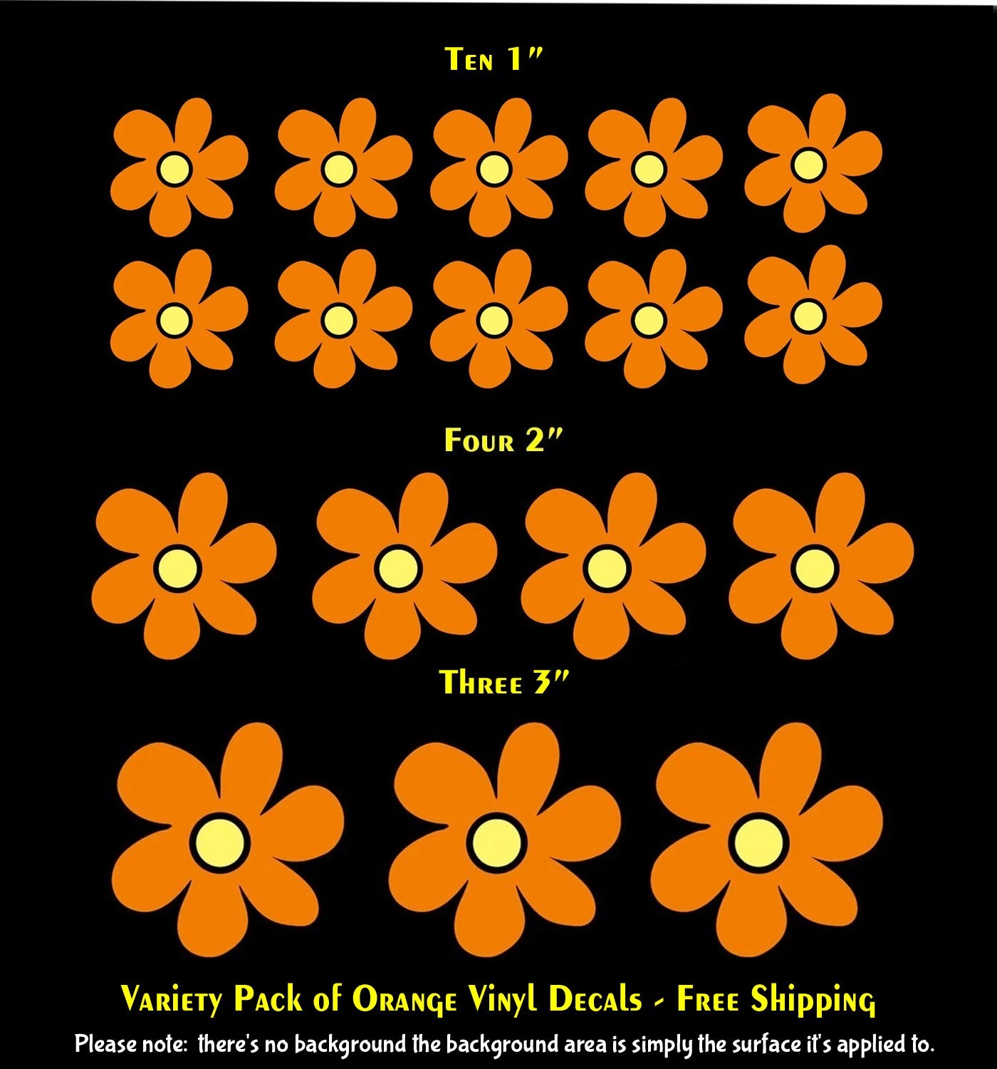 Hippy Flowers Scooby Doo 8 Pack Orange Vinyl Decals Car Truck Van Windows
