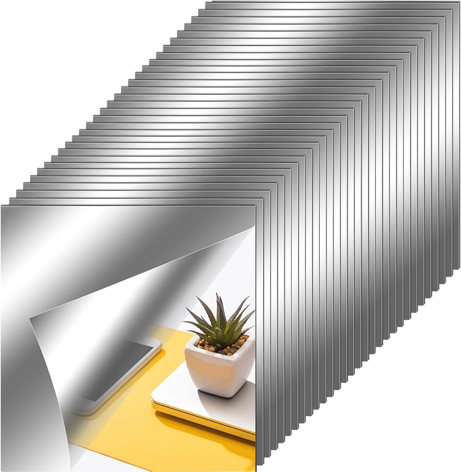 Flexible Non-Glass 12×12 Inch Mirror Stickers – 30 Stylish Wall Decor Tiles