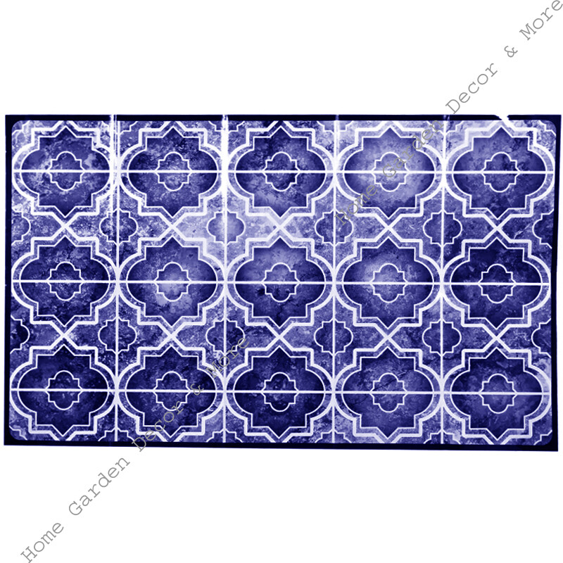 Blue Marble Quatrefoil Tile Foil Backsplash Wall Art Decal 29.5" Peel Stick