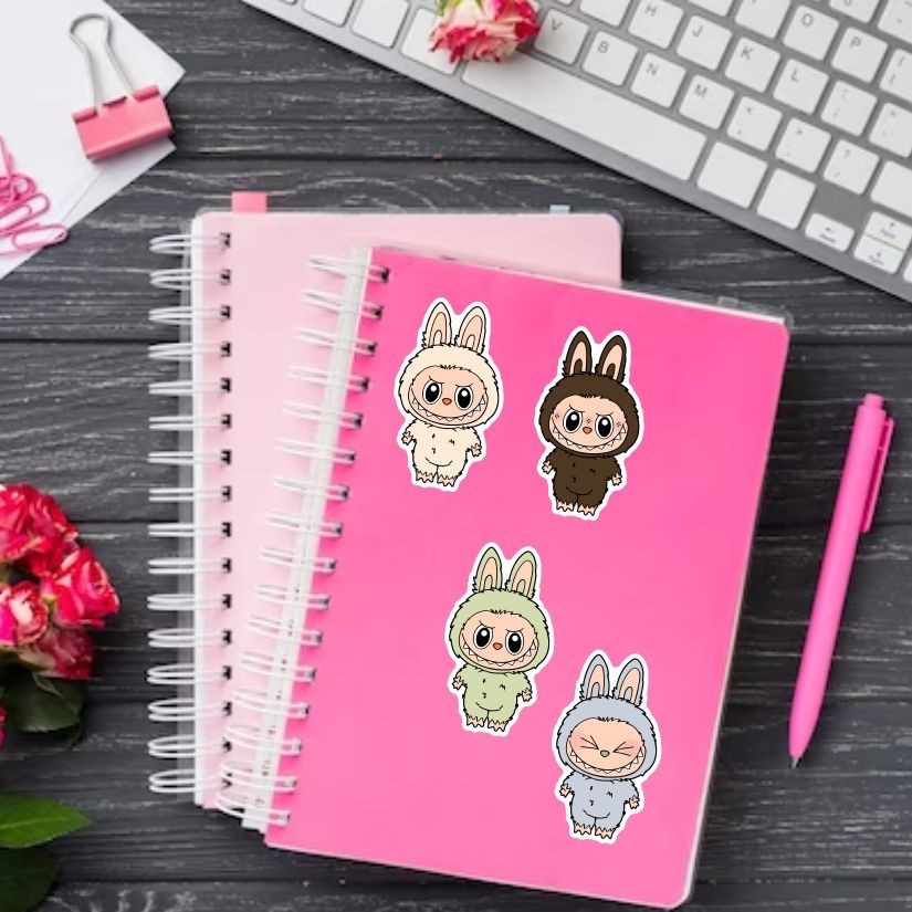 Labubu Set of 10 Stickers, Peel N' Stick, Different sizes