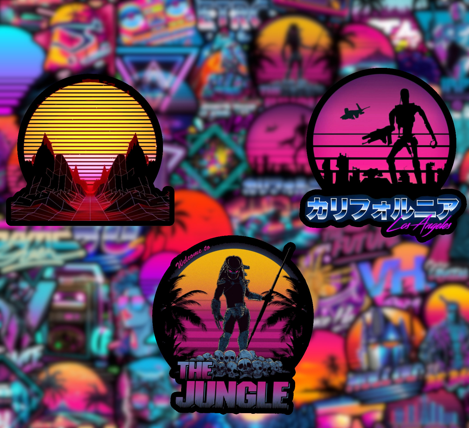 25/50 Piece Retrowave Sticker Pack – Matte Vinyl – Synthwave Retro Vaporwave 80s