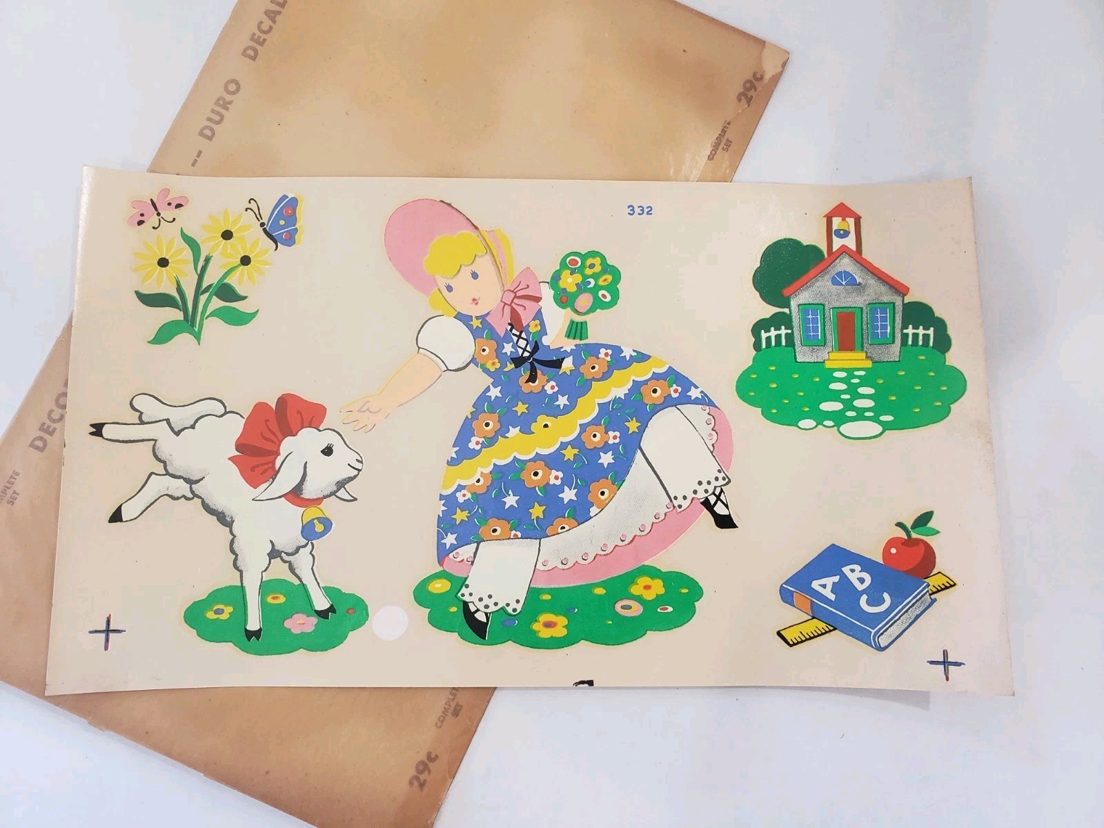 Vintage Duro Water Transfer DECAL, Nursery Rhyme Mary Had A Little Lamb 1950s
