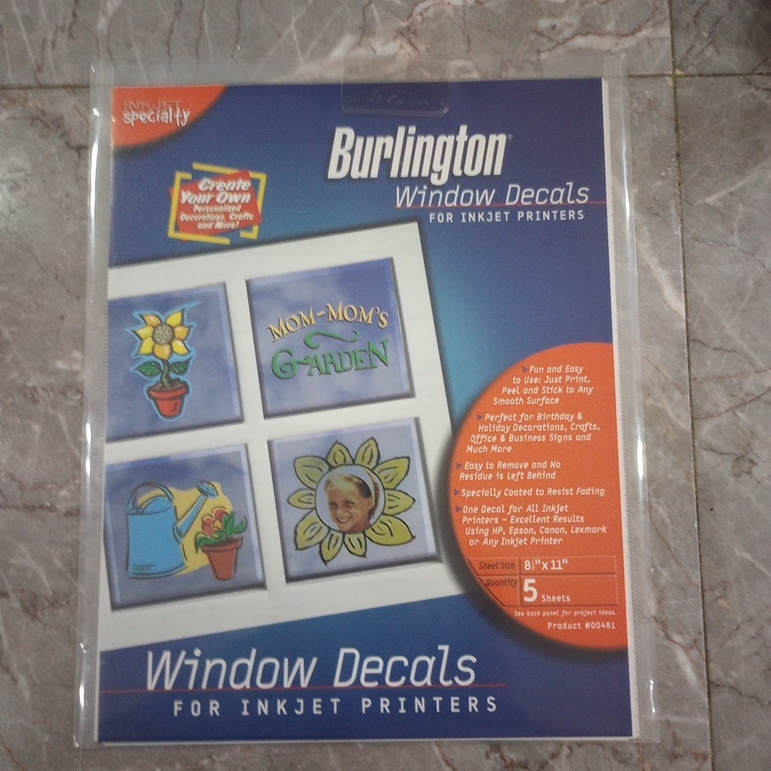 Create Your Own Window Clings Burlington Window Decals for Inkjet Printer 8.5×11