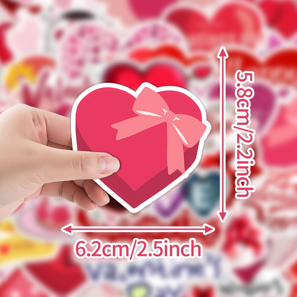 50Pcs Stickers Valentine's Day Heart Love Laptop Phone Luggage Car Fridge Vinyl