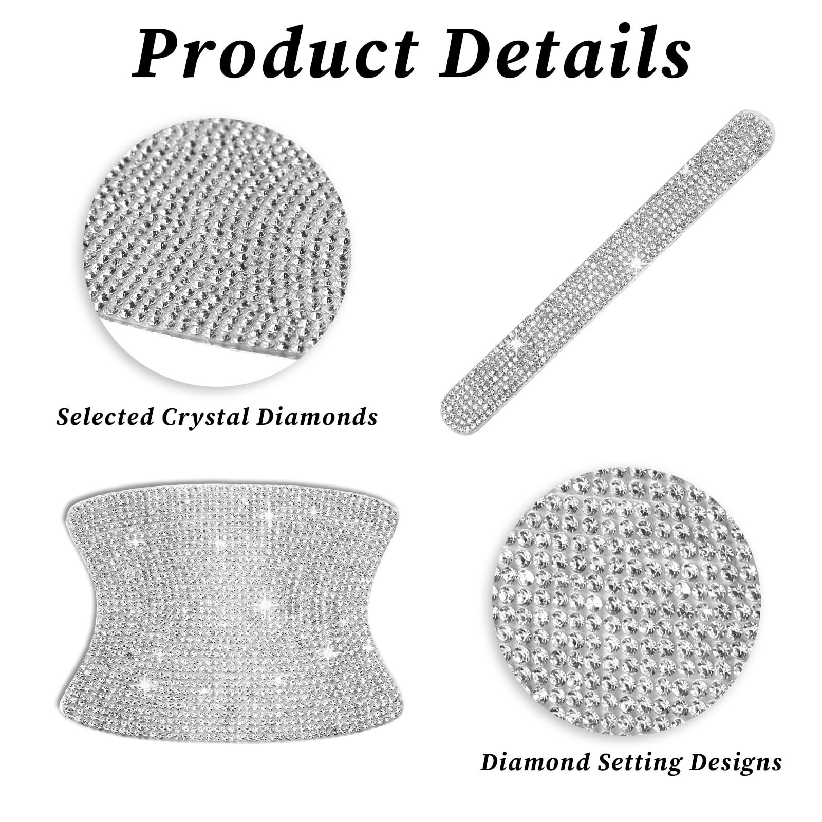 Crystal Car Door Handle Scratches Protector – 10PCS Silver Rhinestone Sticker…
