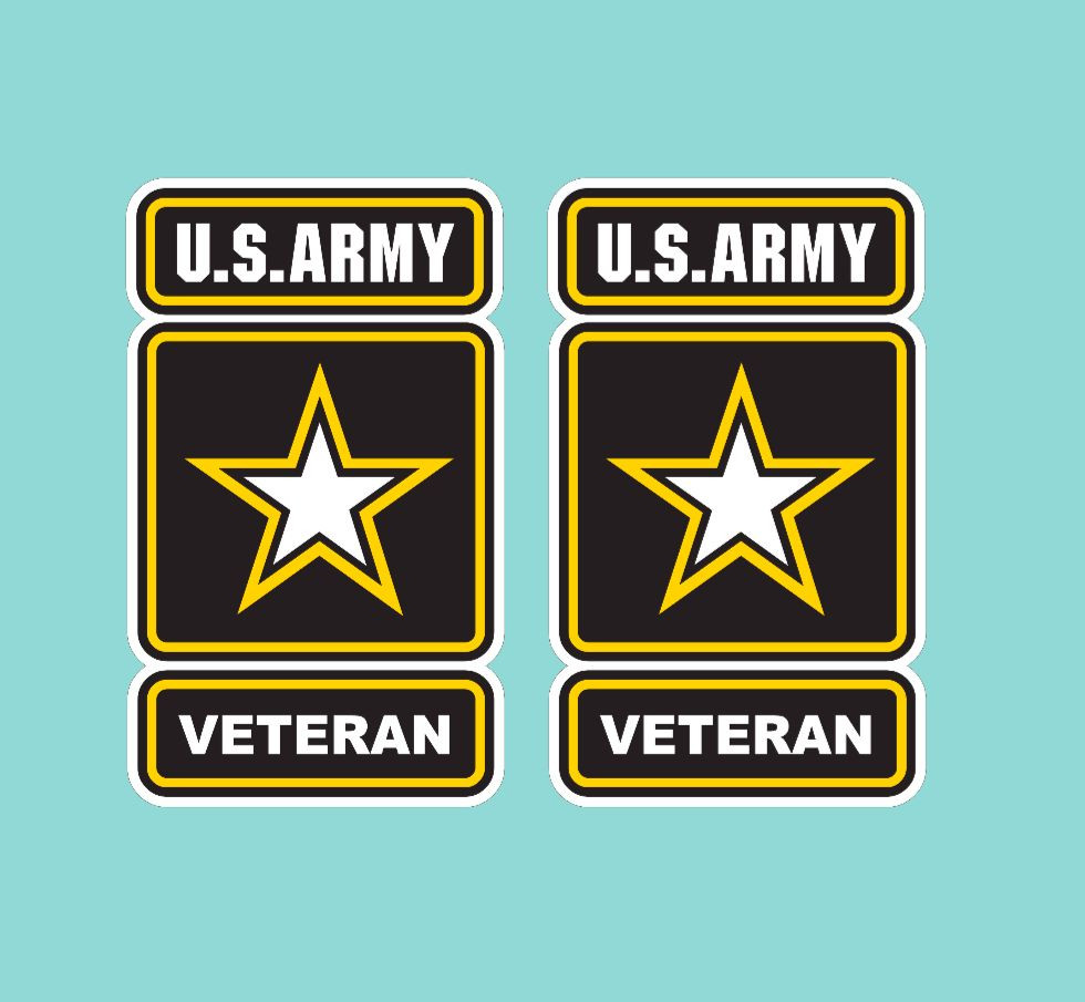 US Army Veteran Window Decals Vinyl Stickers Military Emblem 2 Small or 1 Large