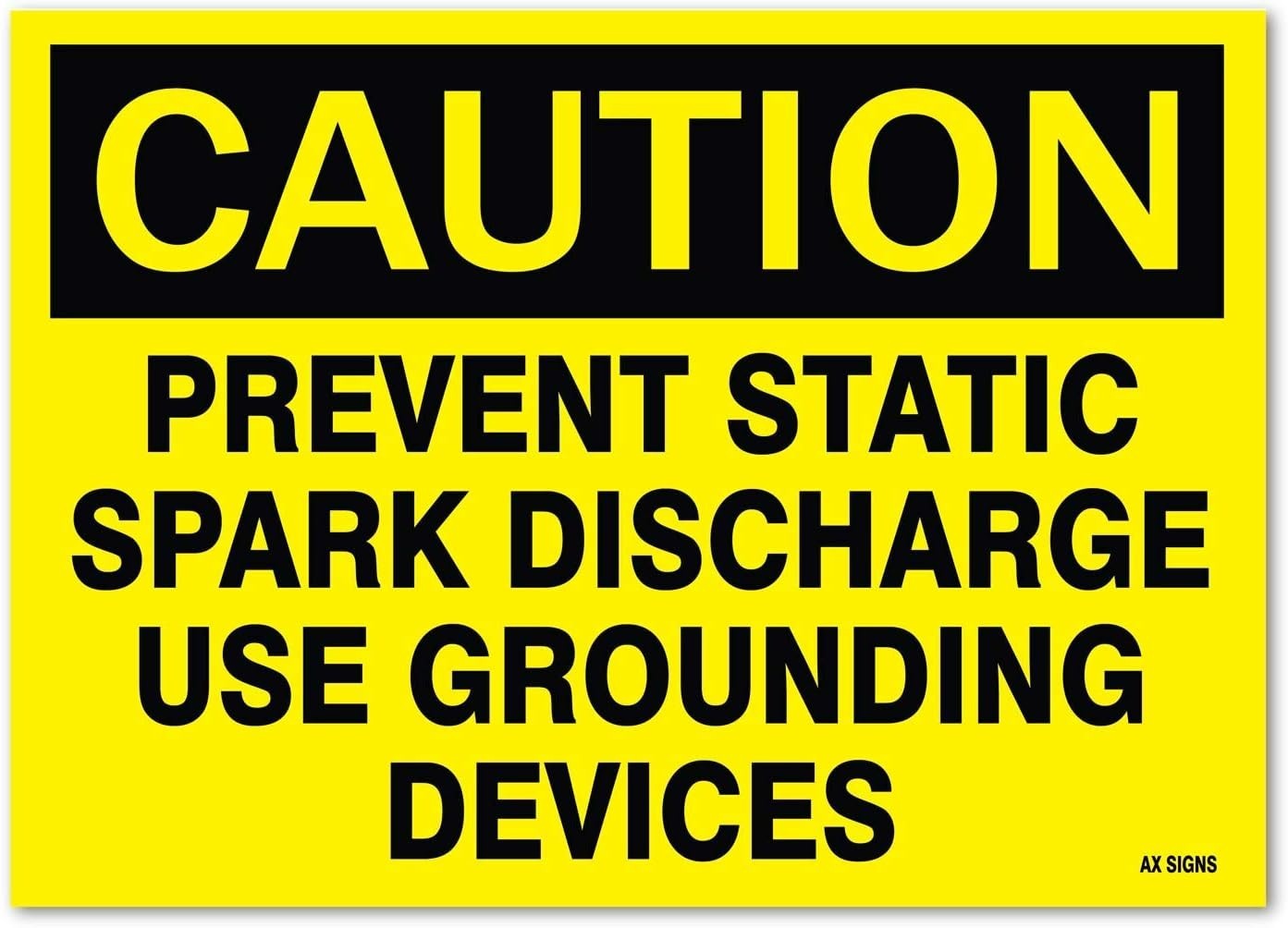 (2 Pack) Prevent Static Discharge Use Grounding Devices, Sticker Sign 10×14 Inch