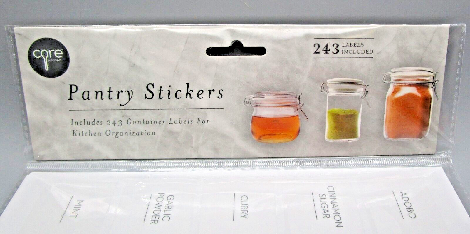 CORE KITCHEN~243 Clear Label Stickers For Pantry Kitchen Organization