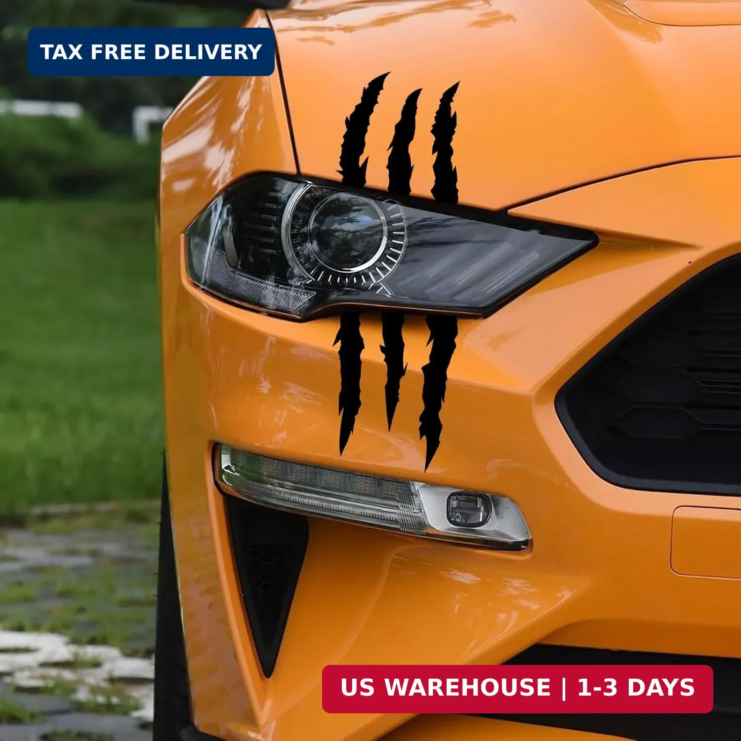 4Pcs Car Stickers Vinyl Claw Marks Decals for Men,Car Light Eyebrow Graphics (PV