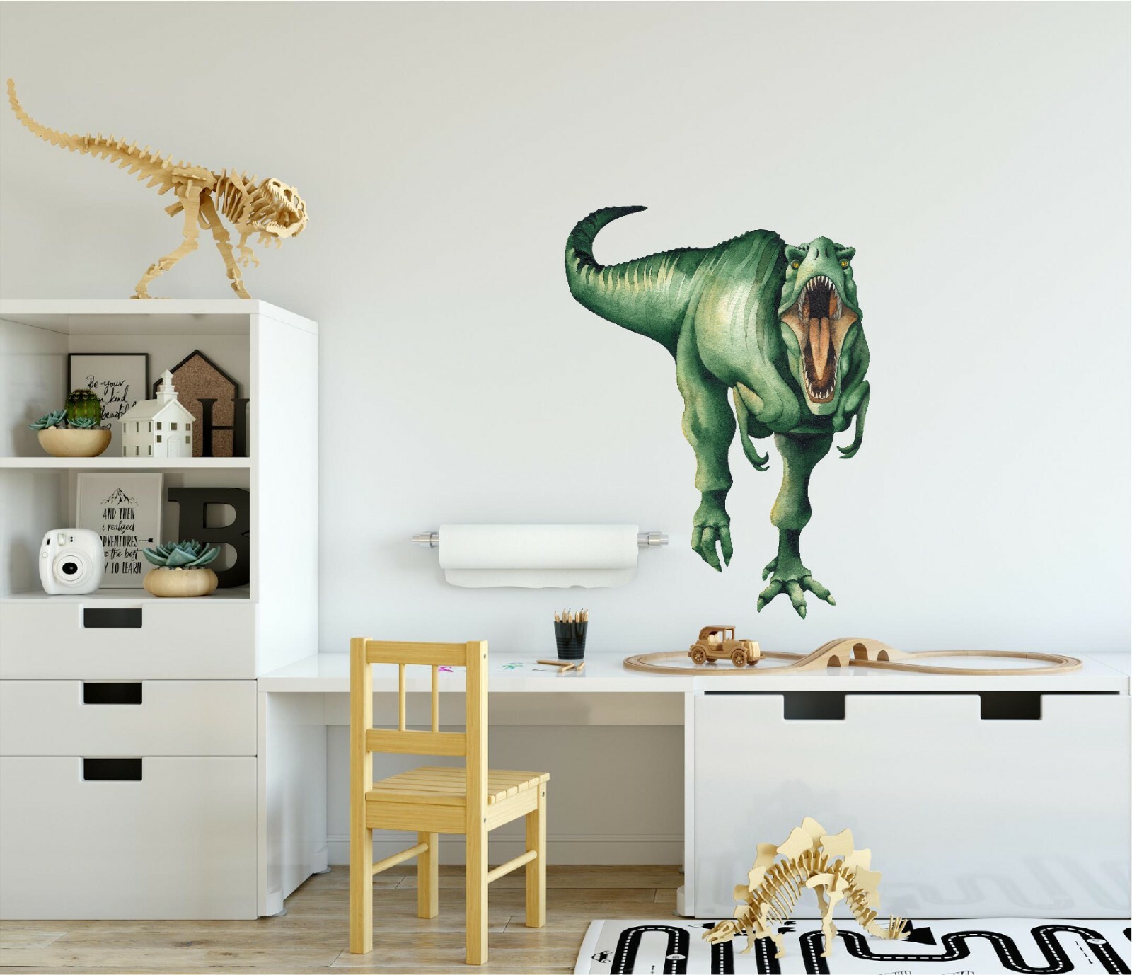 Watercolor T-Rex Dinosaur Wall Decal Removable Fabric Vinyl Wall Sticker Nursery