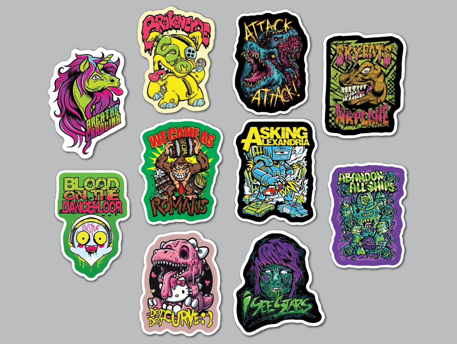Crabcore / Crunkcore Vinyl Sticker Lot (QTY 10) myspace emo scene hardcore goth