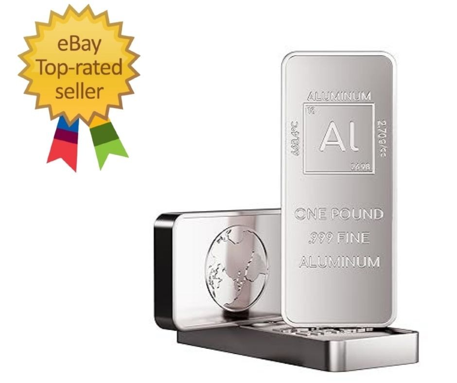 1 Pound .999 Pure Aluminum Bar Bullion with Element Design –